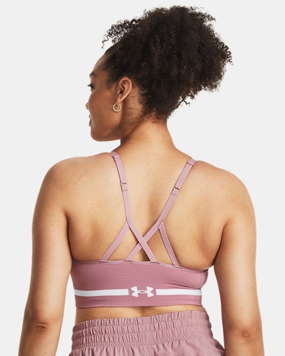 Women's UA Seamless Low Long Sports Bra in Pink image number 5